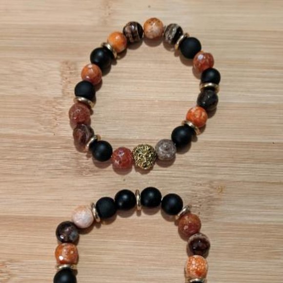 Prosperity & Protection Bracelets 2026 Tai Sui bracelet (or  Men\'s Fire Lace Orange Agate Bracelet Set--\
